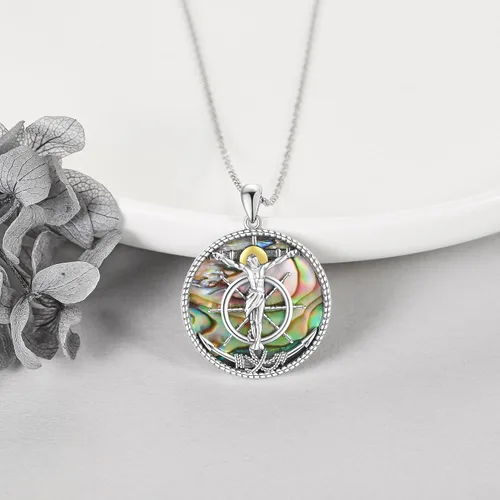 Vista 3 de ONEFINITY St MichaelNefertitiAnubisAnkhMaryMedusaJesusLolita Skull Necklace 925 Sterling Silver Angel Pendant New Years Necklace Jewelry Gifts for