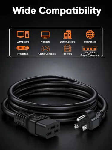 Vista 7 de CableCreation Cable de alimentación resistente de 6 pies 14 AWG NEMA 5-15P