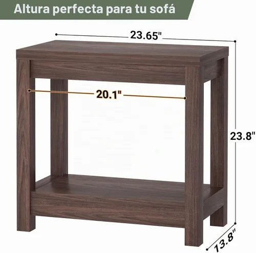 Vista 3 de Besiost Mesa auxiliar de granja, mesa auxiliar estrecha, mesa auxiliar delgada con estante de almacenamiento, mesa consola pequeña para espacios