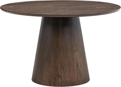 Vista 3 de 47.24'' Round Modern Style Wood Dining Table for Kitchen, Living Room, Cafe, Stylish Leisure Desk with Sturdy Cylindrical Base, for Small Spaces