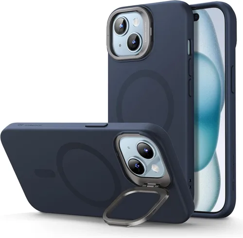 Vista 14 de ESR Funda para iPhone 14 Pro Max, Compatible con Funda de Silicona MagSafe con Soporte, Protección de Grado Militar, Soporte Integrado para Guardar