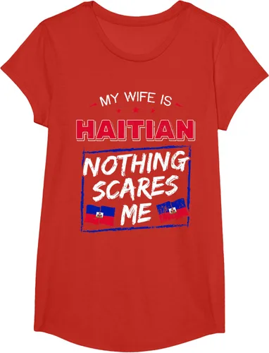 Vista 41 de My Wife Is Haitian Republic of Haiti Heritage Roots - Camiseta con bandera, Negro, S