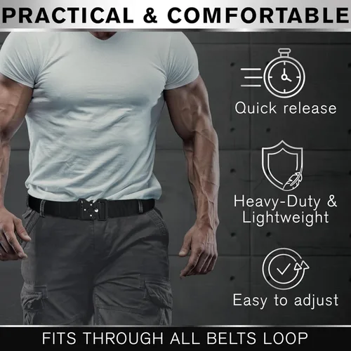 Vista 4 de TECEUM Tactical Belt – Heavy-Duty & Quick Release – Military, Work, Rigger, Duty & Utility Belt for Men
