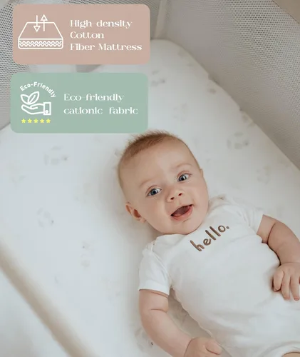 Vista 5 de Fodoss Cuna para Bebé al Lado de la Cama - Cuna con Malla Completa al Lado de la Cama con Ruedas, Cuna para Bebé Ajustable en 7 Alturas