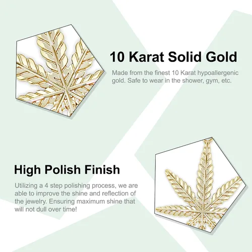 Vista 2 de Oro Hoja de Marihuana encanto, 14K oro macizo