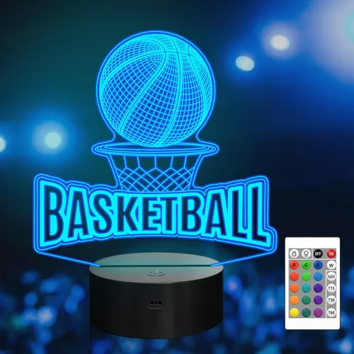 Vista 10 de 3D Ice Hockey Illusion Lamp, Attivolife Hockey Player Optical LED Night Light 16 Colors Changing with Timer Remote Control, Bedroom Home Decor Cool