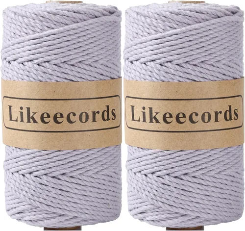 Vista 34 de Likeecords Cordón de algodón para macramé de 3mm x 100 metros, hilo torcido de 3 hebras, cuerda de macramé, hilo de algodón para macramé, cuerda