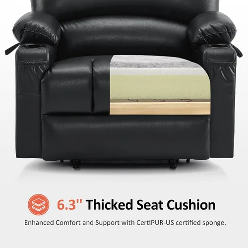 Vista 7 de MCombo Silla reclinable de elevación eléctrica extragrande para ancianos, silla elevadora con calor y masaje, reclinable para personas grandes