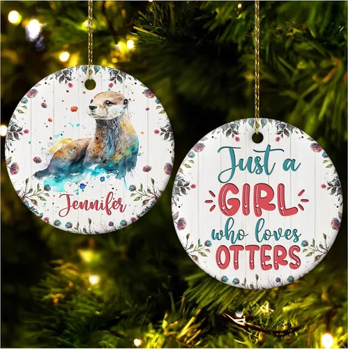 Vista 32 de Hyturtle Adorno de Navidad personalizado para los amantes de los osos, adorno de cerámica con nombre personalizado de Just A Girl Who Loves Bears