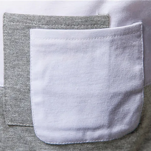 Vista 4 de Camisas de lino para hombre, de manga corta, de punto, con botones, estilo casual, con bolsillos frontales