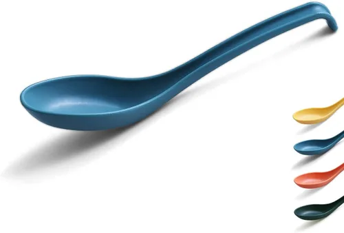 Vista 11 de Evanda Cuchara de sopa, cuchara ecológica hecha de polipropileno de grado alimenticio, libre de BPA, fácil de limpiar, apta para lavavajillas, juego