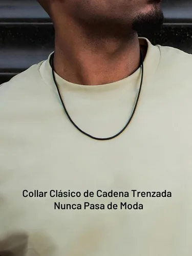 Vista 3 de ChainsPro Leather Necklace Cord for Men,Braided Wax Rope Chain for Pendants Negro