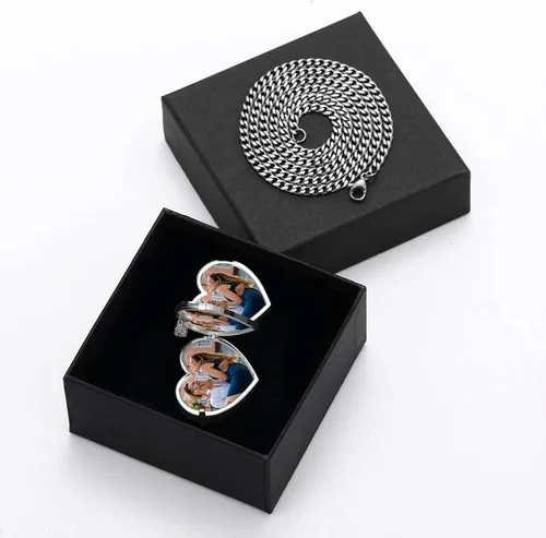 Vista 6 de Yimeraire - Collar con foto, dije personalizado con foto para hombres, para el Día del Padre, colgante medallón con recuerdo, para mujeres, collar
