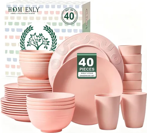 Vista 31 de Homienly Juegos de Vajilla Premium de Paja de Trigo, Platos y Tazones Ligeros e Irrompibles, Tazas, Servicio para 4, Apto para Lavavajillas
