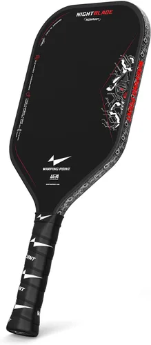 Vista 8 de Nightblade Raw Carbon Fiber Pickleball Paddle, Foam Filled Polymer Honeycomb Core, UPA-A & USAPA Approved, Endura Friction Surface, Long Handle for
