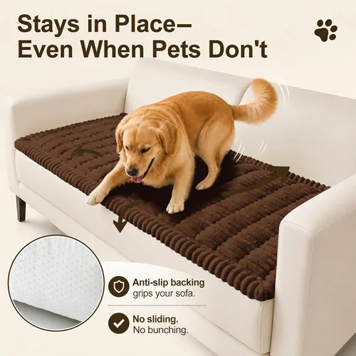 Vista 3 de decorUhome Funda de sofá para perros, funda antideslizante y mullida para sofá, para asiento, respaldo y reposabrazos, protector de sofá suave