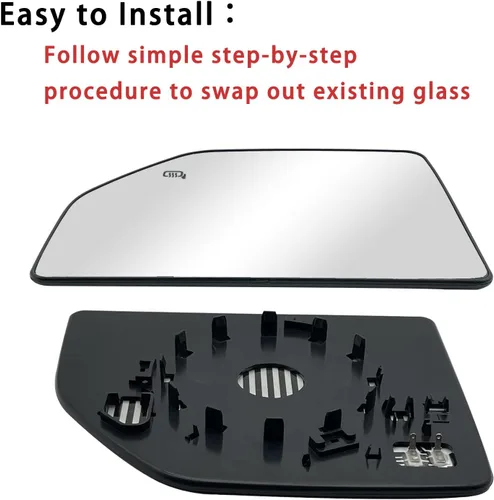 Vista 7 de Reemplazo de cristal del espejo superior calefactado del lado izquierdo del conductor para Ford F150 2015-2020 2017-2020 Ford F250 F350 – Espejo