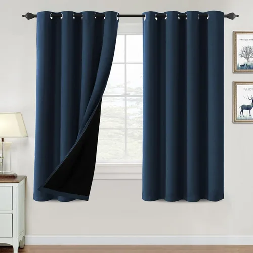 Vista 77 de H.VERSAILTEX Cortinas 100% de opacidad para dormitorio, con aislamiento térmico, cortinas opacas de 63 pulgadas de largo, cortinas de bloqueo