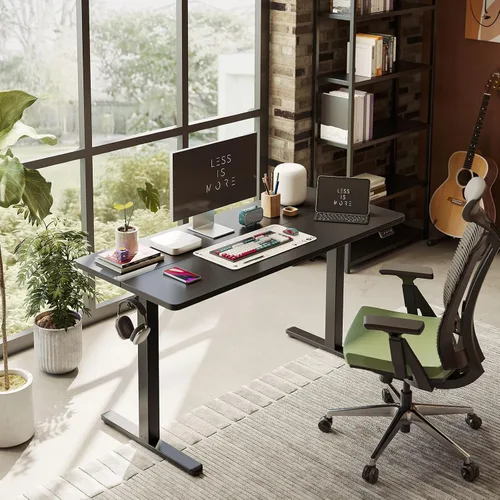Vista 2 de FAMISKY Escritorio eléctrico de pie, escritorio de altura ajustable de 40 x 24 pulgadas, ergonómico para oficina en casa, estación de trabajo