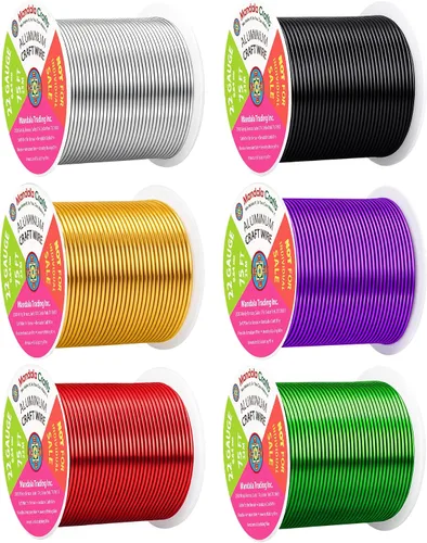 Vista 383 de Mandala Crafts - Alambre de aluminio anodizado de calibre 22 para hacer joyas - 137.2 m de alambre flexible surtido y coloreado - Doble para bonsái