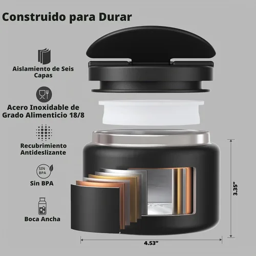 Vista 5 de Termo de sopa de 14.5 onzas para comida caliente para niños, tarro de comida aislado al vacío, termo de sopa sin torsiones para comida caliente