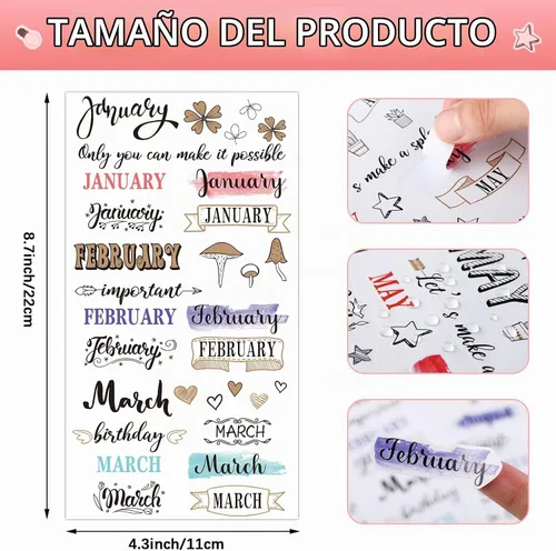 Vista 2 de Eaasty 24 hojas de calcomanías de planificador mensual para calendarios