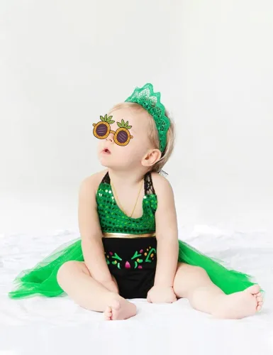 Vista 2 de AGQT Traje de baño para bebé y niña, traje de sol, trajes de verano, talla 0-36 meses