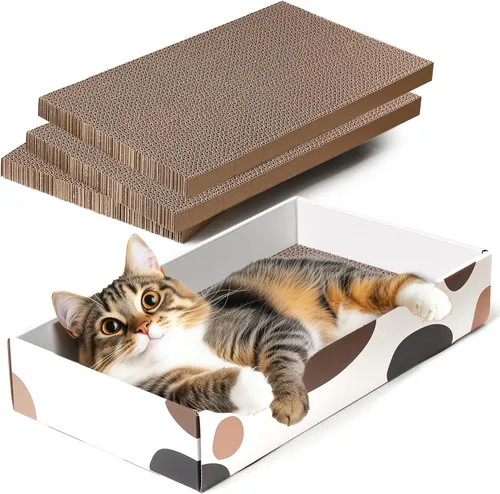 Vista 9 de ComSaf Rascador de gatos en forma de L, poste rascador de gatos de 25 pulgadas para gatos de interior y adultos con caja de arañazos para gatos
