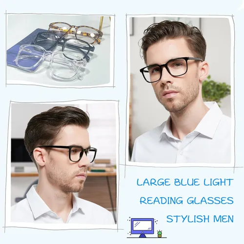 Vista 2 de OCCI CHIARI Lentes de lectura con bloqueo de luz azul para hombres XL cómodos