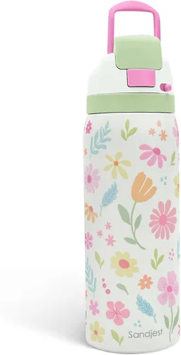 Vista 35 de Botella de agua aislada de acero inoxidable SANDJEST con pajita para deportes y viajes, la mejor tía de siempre, 946ml, regalos para mujeres, día
