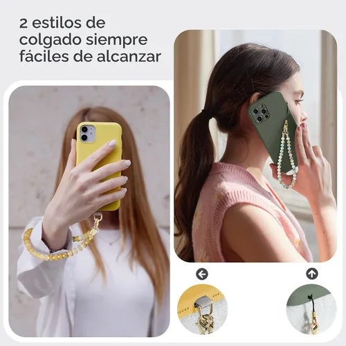 Vista 5 de Dije de piedra natural para teléfono, correa de muñeca de teléfono curativa con cuentas, cordón de cadena para teléfono celular hecho a mano