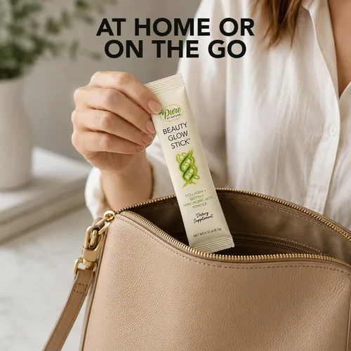 Vista 5 de Pure By Nature Beauty Glow Sticks - Paquetes de colágeno en polvo de viaje