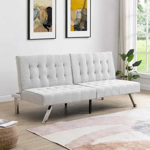 Vista 11 de Sofá cama futón, sofá futón plegable convertible, sofá pequeño transpirable para estudio compacto en sala de estar y dormitorio, oficinas, sofá