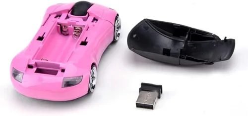 Vista 7 de 2.4GHz 3D Car Shape Ratón óptico inalámbrico USB Gaming Mouse con receptor para PC portátil (rosa)
