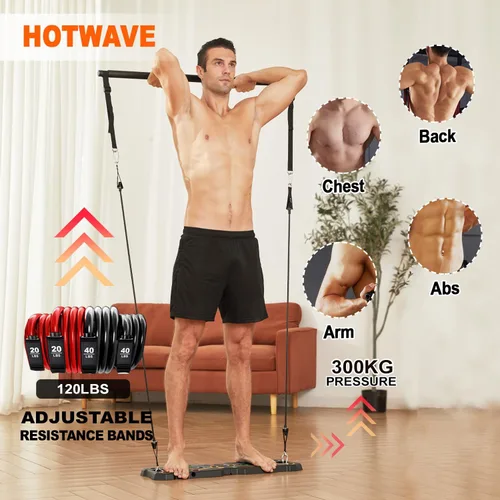 Vista 4 de HOTWAVE Push Up Board, Portable Pushup Board & Plank Trainer, Push Up Bar Foldable Pushup Handles for Floor, Multifunctional Workout Equipment