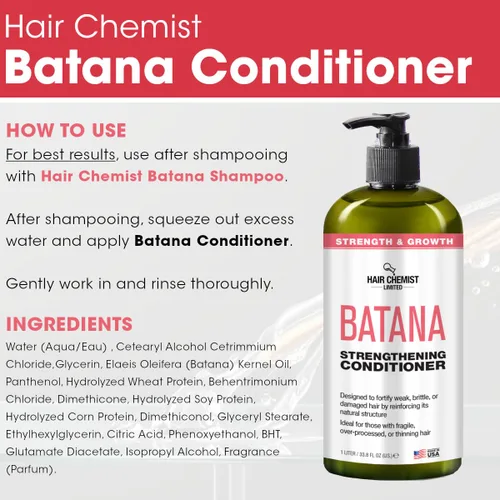 Vista 7 de Hair Chemist Batana Strengthening - Juego de champú, acondicionador y aceite para el cabello (juego de 3 piezas) - Champú y acondicionador Batana
