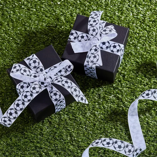 Vista 5 de Boao 1 cinta de fútbol de 25 yardas, diseño deportivo de grogrén, patrón de fútbol con cable para envoltura de paquetes de regalo, diseño floral