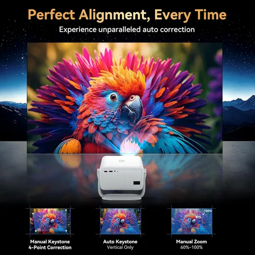 Vista 11 de Proyector para exteriores con Netflix integrado, soporte 4K, proyector inteligente de brillo 3500 con WiFi y Bluetooth, enfoque automático y Plateado