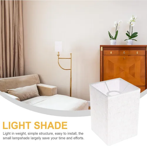 Vista 7 de Baluue Pantalla rectangular de lino de 7.87 x 5.51 x 5.51 pulgadas, cubierta de lámpara de mesa para lámparas de piso y escritorio, protección