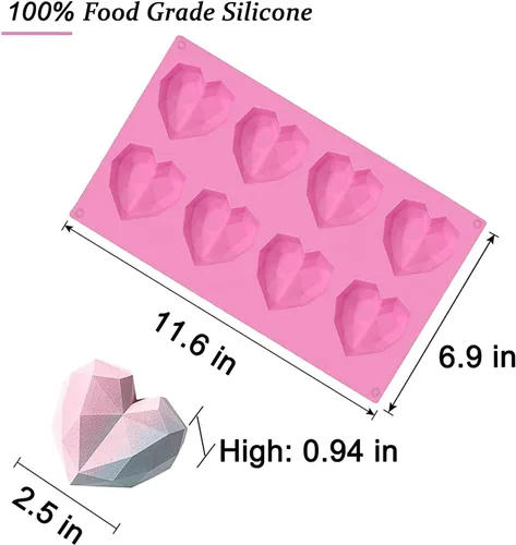 Vista 16 de 10 moldes de silicona con forma de corazón de San Valentín, gran molde de corazón rompible para chocolate con martillo, 8 moldes de silicona