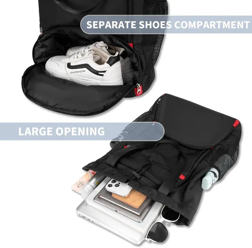 Vista 2 de Mochila con cordón, bolsas de gimnasio con compartimento para zapatos, mochila deportiva para gimnasio, bolsa con cordón, bolsa de natación, fútbol