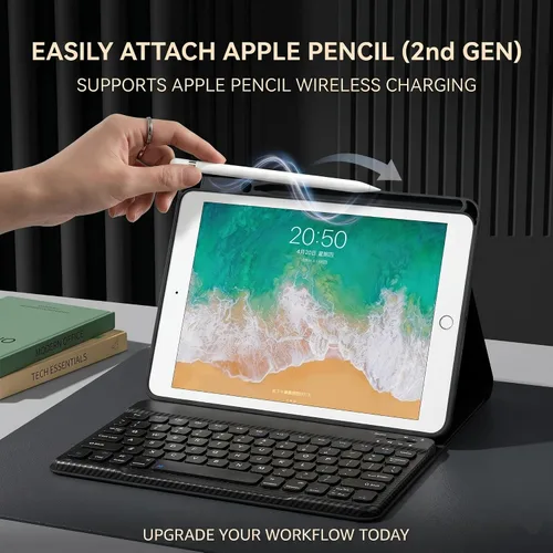 Vista 5 de Funda de teclado retroiluminada para iPad de 9.7 pulgadas 2018 (6ª generación) / iPad 2017 (5ª generación) / iPad Air 2/1, teclado inalámbrico Negro