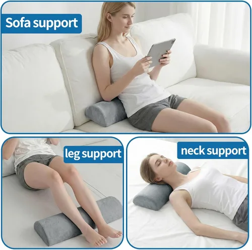 Vista 4 de Almohada para aliviar el dolor de la ciática de la rodilla, lumbar y espalda, almohadas de cuña para piernas (gris oscuro)