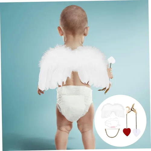 Vista 3 de ifundom 1 Set Cupid Wings Angel Wings and Headband Cupid Costume Women Angel Costumes for Girls Angel Wing Headband for Baby Disfraz De Para Boy LED