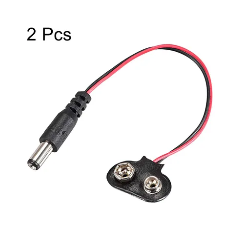 Vista 4 de uxcell A11030700ux0045 2 piezas 0.083x0.217 in macho DC conector de alimentación a botón de batería de 9 V Cable conector (paquete de 2)