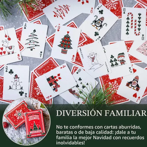 Vista 5 de Naipes de Navidad, bonitos diseños para diversión familiar con libro electrónico de juegos de cartas gratis. Gran regalo de relleno de calcetines