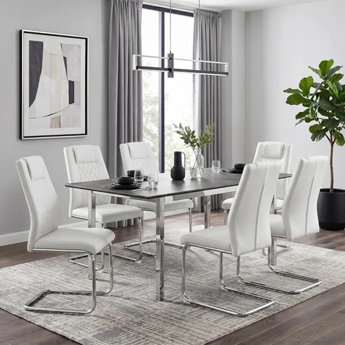 Vista 23 de gopop Juego de 4 sillas de comedor, modernas sillas de cocina y comedor con patas de metal galvanizado, sillas laterales tapizadas para comedor