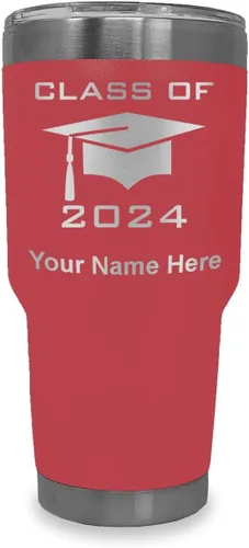 Vista 23 de LaserGram Vaso aislado al vacío de 20 onzas, grado de tapa clase de 2024, 2025, 2026, 2027, 2028, grabado personalizado incluido (negro)