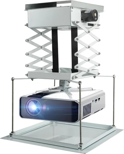 Vista 8 de CGOLDENWALL Soporte de techo motorizado para proyector oculto de 3.3 ft, capacidad de 44 libras, placa base personalizable de 18.9 x 18.9 pulgadas
