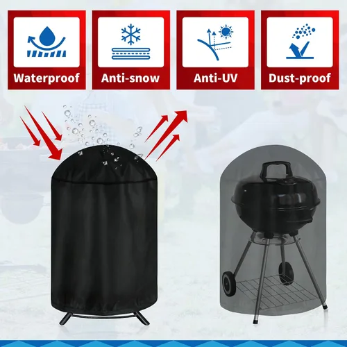 Vista 5 de iCOVER – Funda redonda para parrilla, cubierta de 29" de diámetro x 38" de alto para parrilla de carbón, cubierta impermeable para parrilla